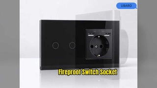  UBARO 157mm Round Black 2-Gang-2AC Touch Switch