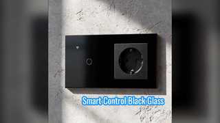 Έξυπνος διακόπτης Υποδοχή Μαύρο Γυαλί Φωνητικός έλεγχος